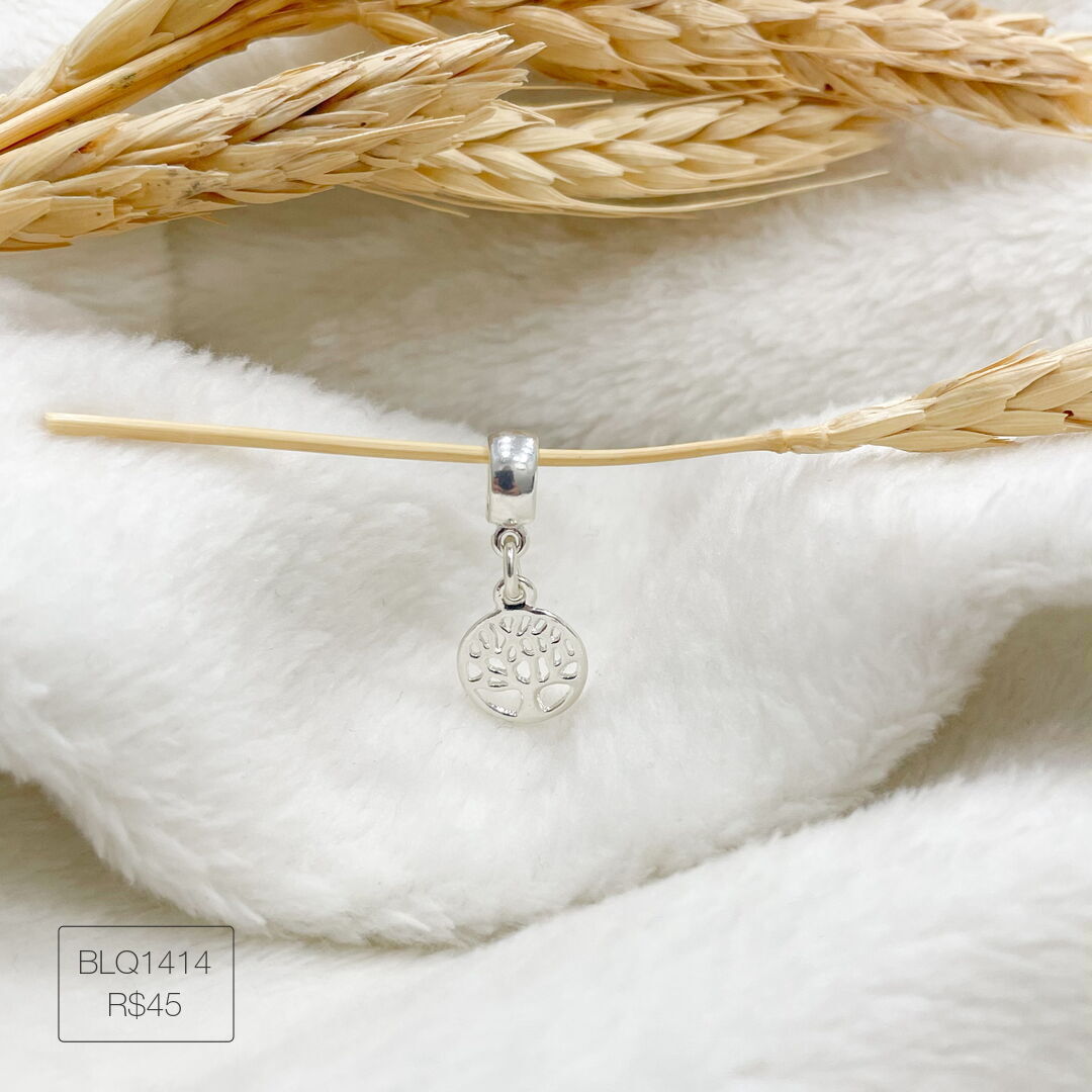 Berloque Árvore da Vida Pendurado Liso Prateado